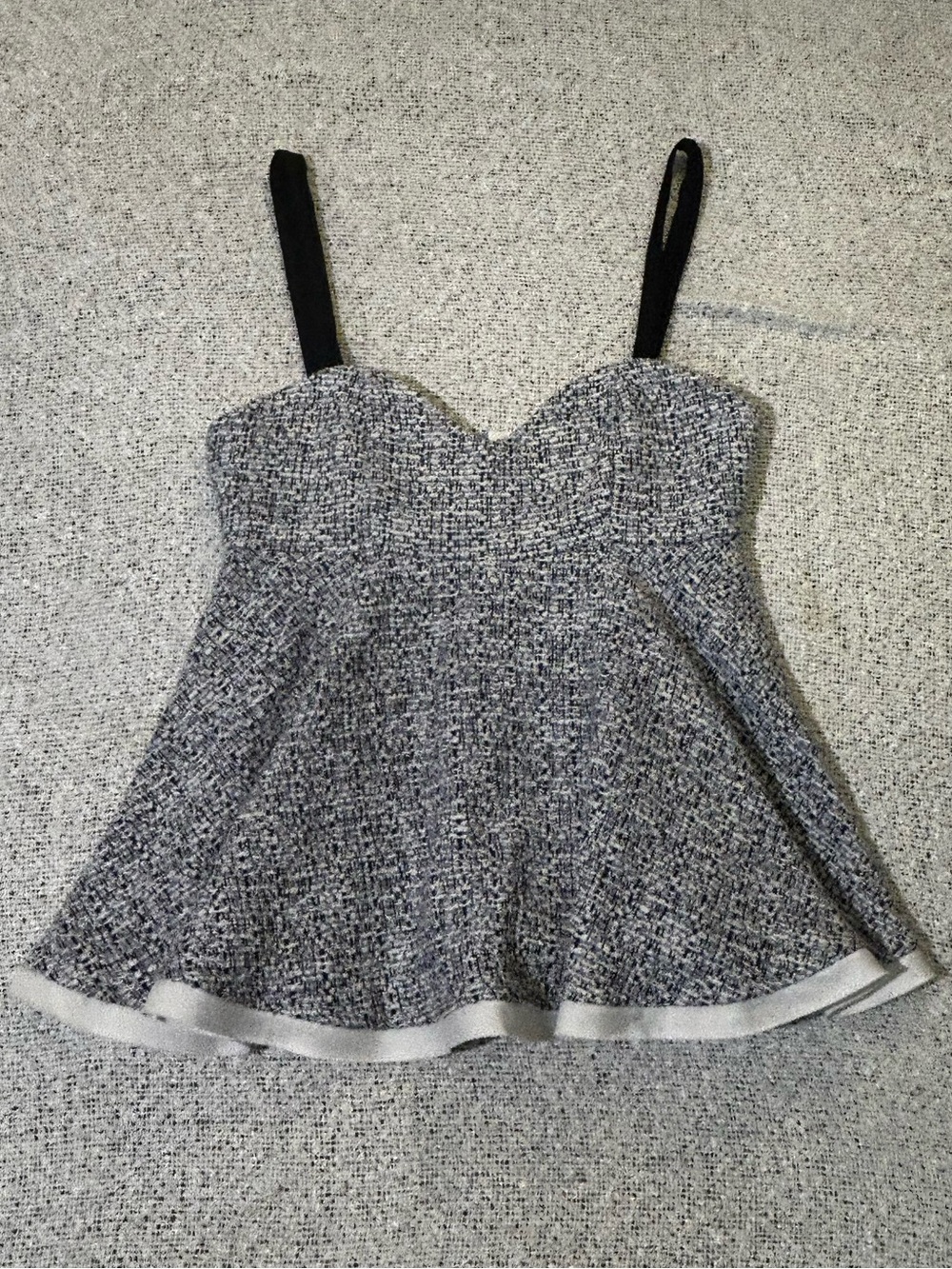 NWOT Zara Tweed Sweetheart-Neck Peplum Cami in blue black and white Size M